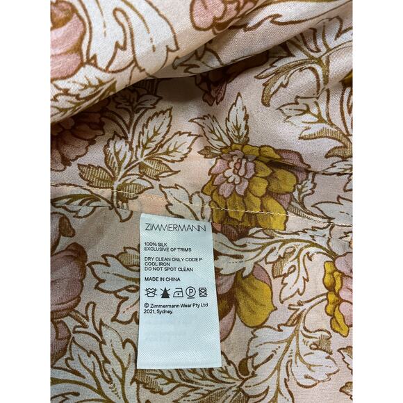 Zimmermann 'Andie' Orange Printed Silk Shirt Size 0 - Picture 4 of 4